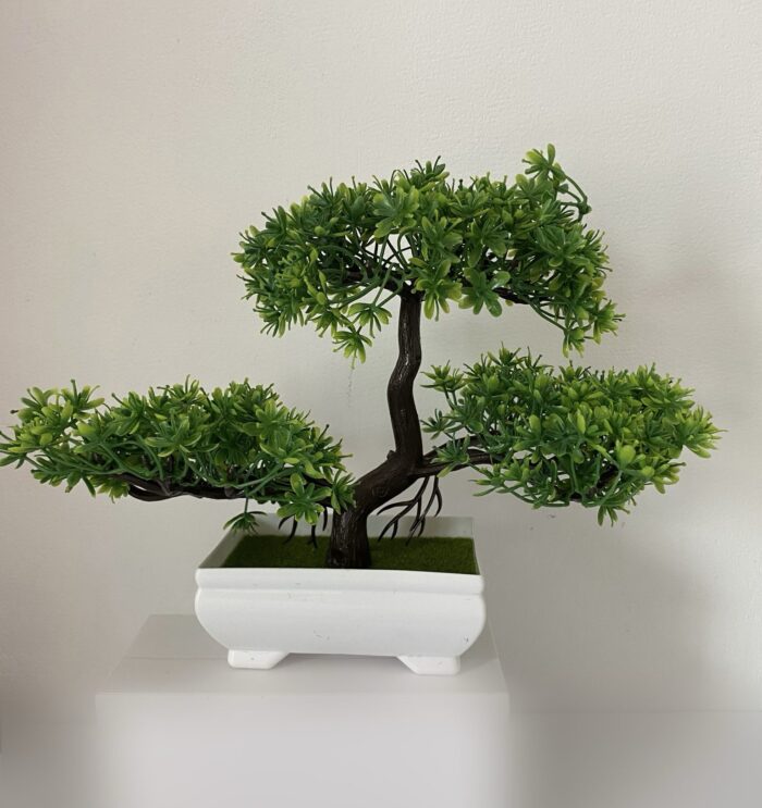 Bonsai decorativ artificial în ghiveci alb 1+1 GRATIS - imagine 3