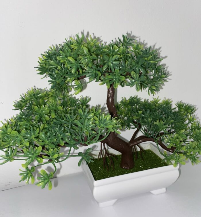 Bonsai decorativ artificial în ghiveci alb 1+1 GRATIS - imagine 2