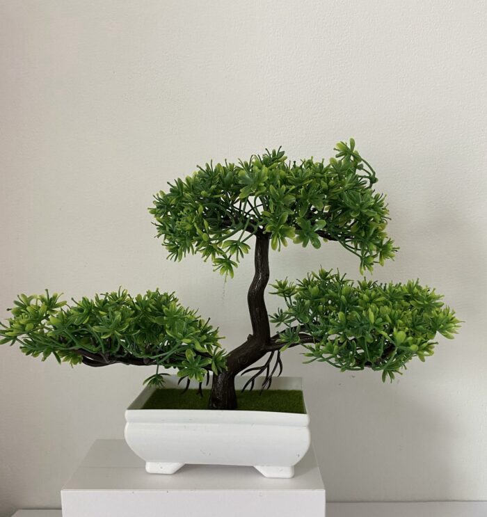Bonsai decorativ artificial în ghiveci alb 1+1 GRATIS - imagine 5