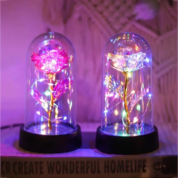 Trandafir Înflorit în Cupolă cu LED - imagine 3