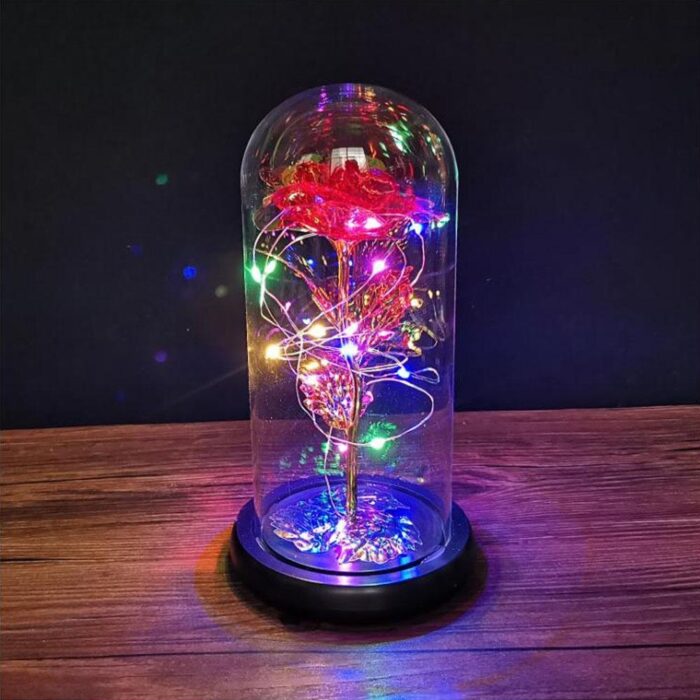 Trandafir Înflorit în Cupolă cu LED - imagine 6