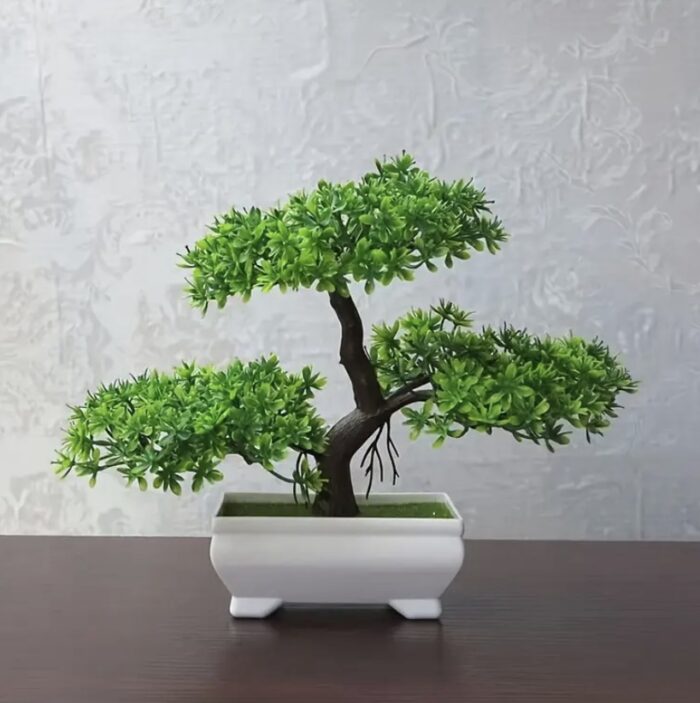 Bonsai decorativ artificial în ghiveci alb 1+1 GRATIS - imagine 4