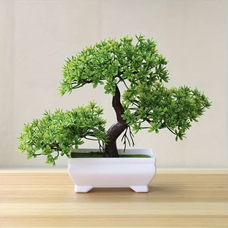 Bonsai decorativ artificial în ghiveci alb 1+1 GRATIS
