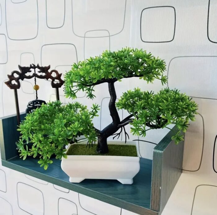 Bonsai decorativ artificial în ghiveci alb 1+1 GRATIS - imagine 6