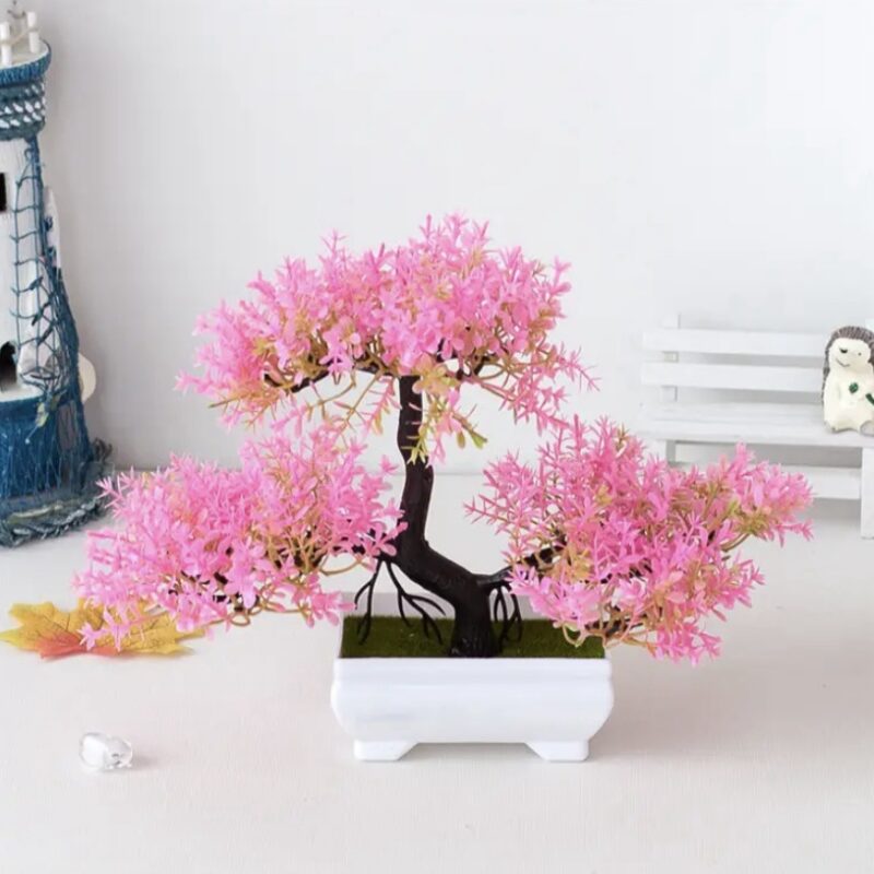 Bonsai decorativ artificial cu flori roz